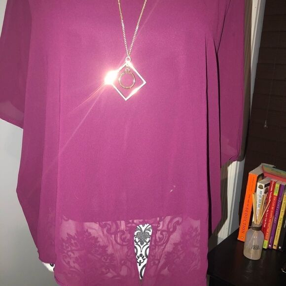 COPY - PURPLE V CUT WOMENS CAREER BLOUSE - Picture 3 of 6